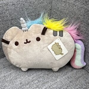 Gund Pusheen Cat Pusheenicorn Unicorn Plush Stuffed Animal 13" Grey Rainbow Tags